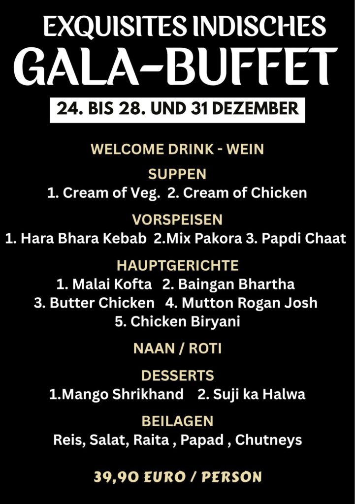 Christmas Gala buffet menu