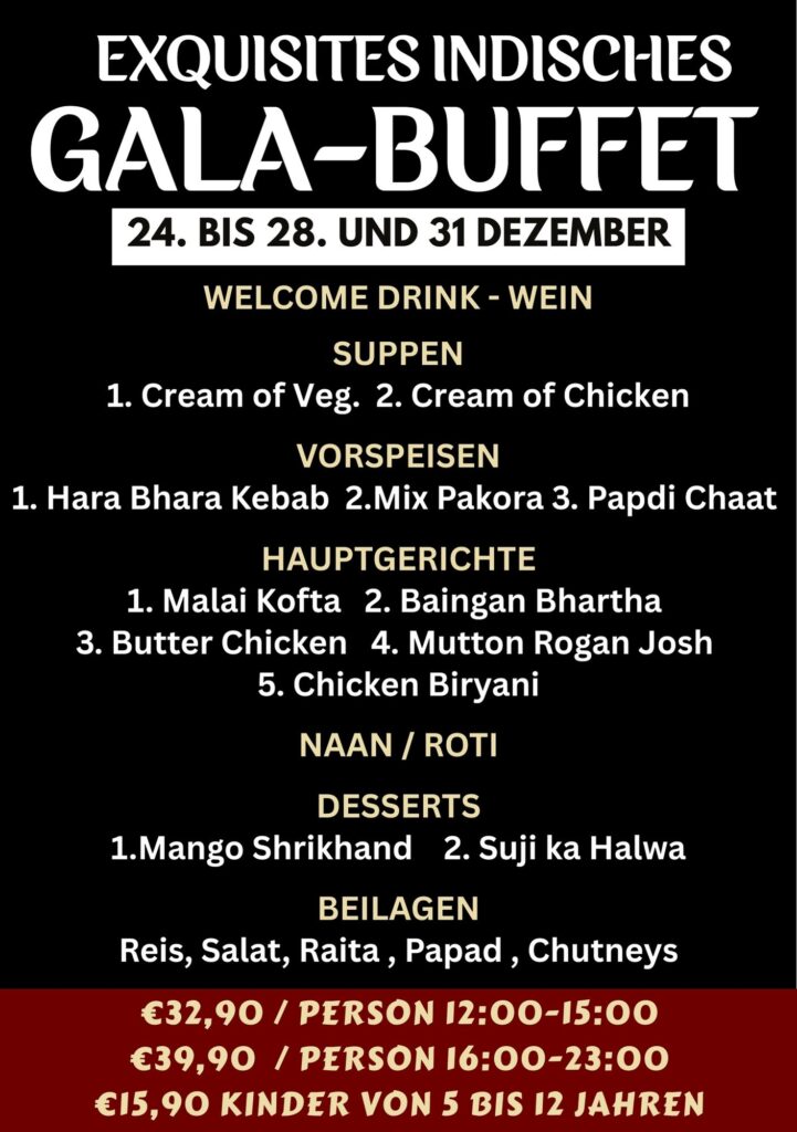 Christmas Gala buffet menu